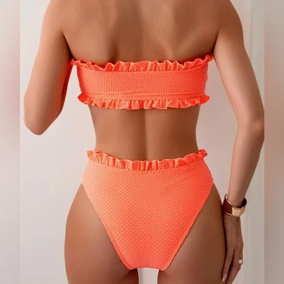 Orange Tie Front Bandeau High Waist
Bikini Set - Picture 2 of 6